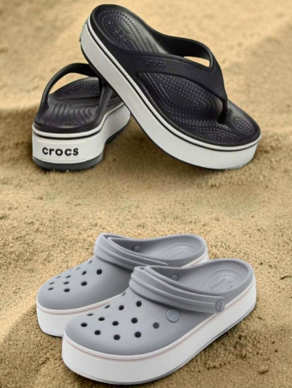 2 Pairs Of Crocs classic Unisex shoes platform mule & Flip Flop Iconic comfort